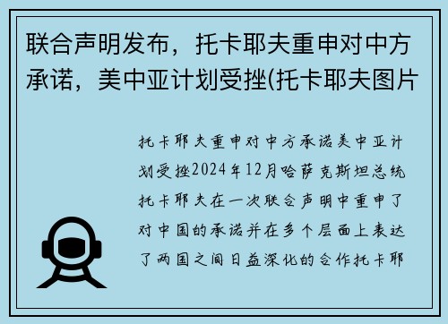 联合声明发布，托卡耶夫重申对中方承诺，美中亚计划受挫(托卡耶夫图片)
